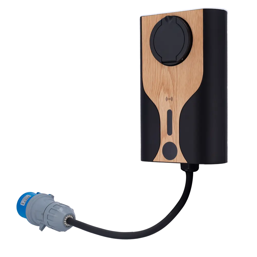 [RD-NORA-7-C1-S] Carregador portátil para veículos elétricos Potência 7,4kW / 32A / Monofásico Conetor tipo 2 Protecção IP55, IK10 Monitorização a partir da APP Cor de madeira